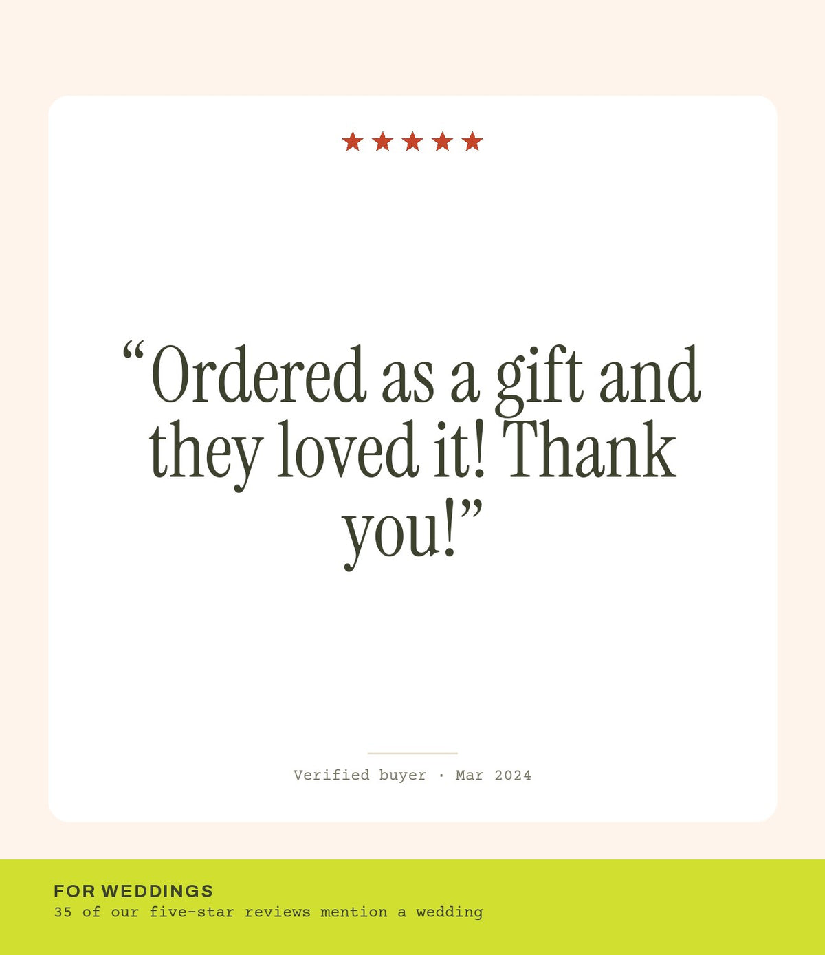 Verified buyer review: Ordered as a gift and they loved it! Thank you!
