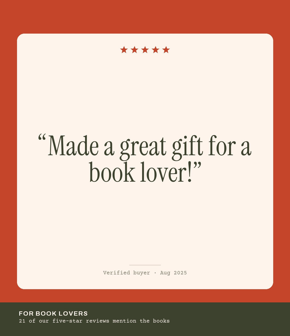Verified buyer review: Made a great gift for a book lover!