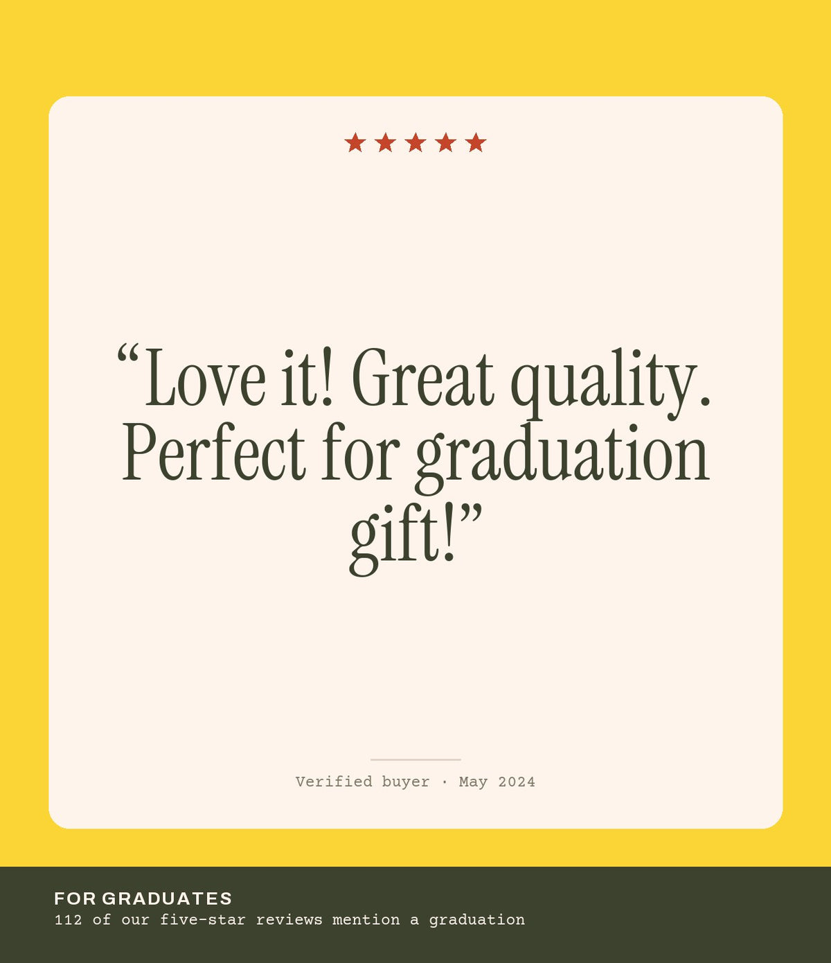 Verified buyer review: Love it! Great quality. Perfect for graduation gift!