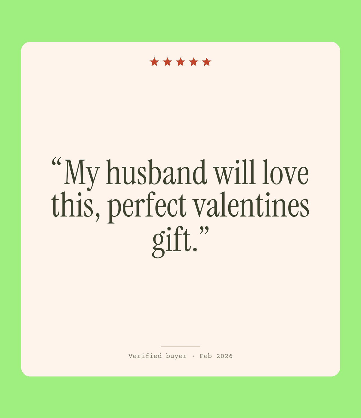 Verified buyer review: My husband will love this, perfect valentines gift.