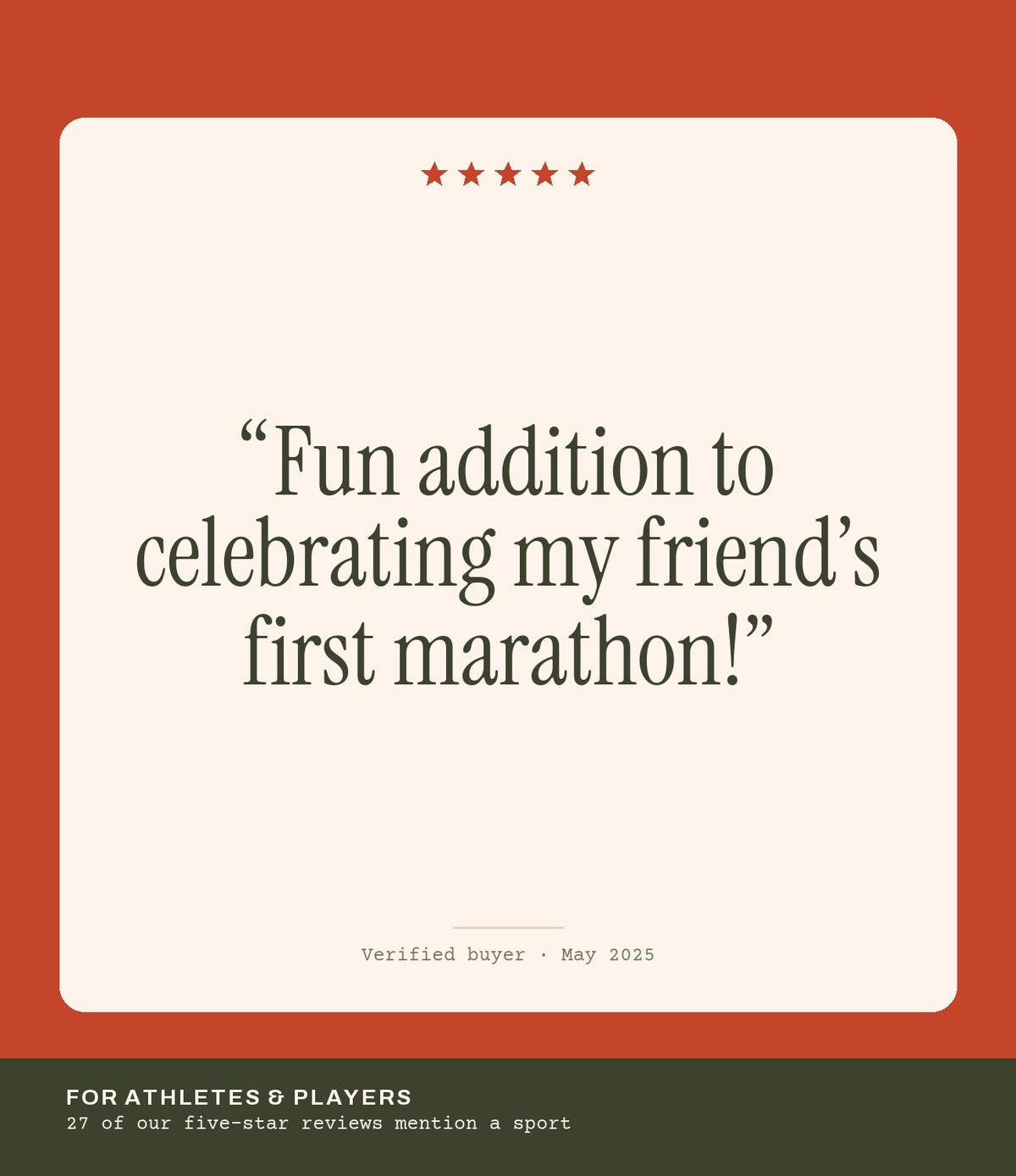 Verified buyer review: Fun addition to celebrating my friend’s first marathon!