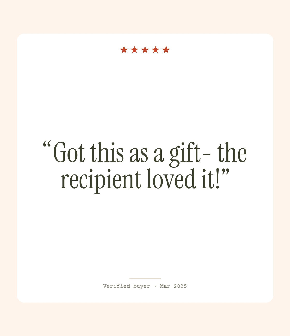 Verified buyer review: Got this as a gift- the recipient loved it!
