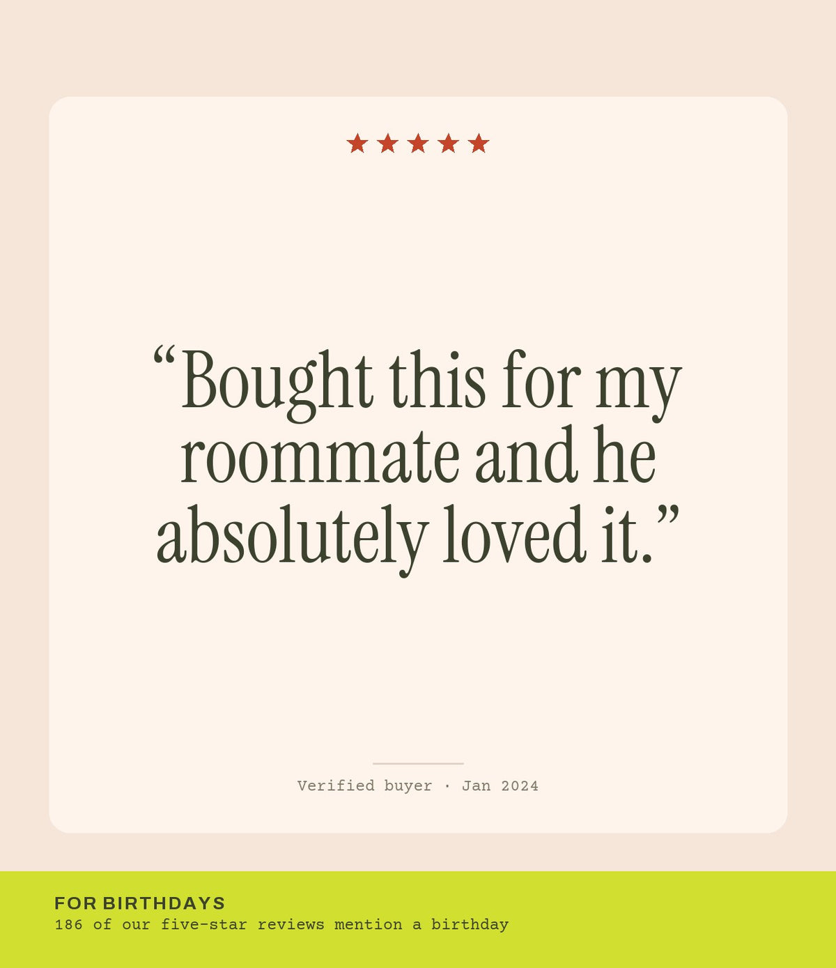 Verified buyer review: Bought this for my roommate and he absolutely loved it.