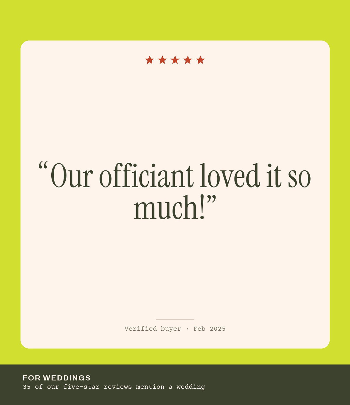 Verified buyer review: Our officiant loved it so much!