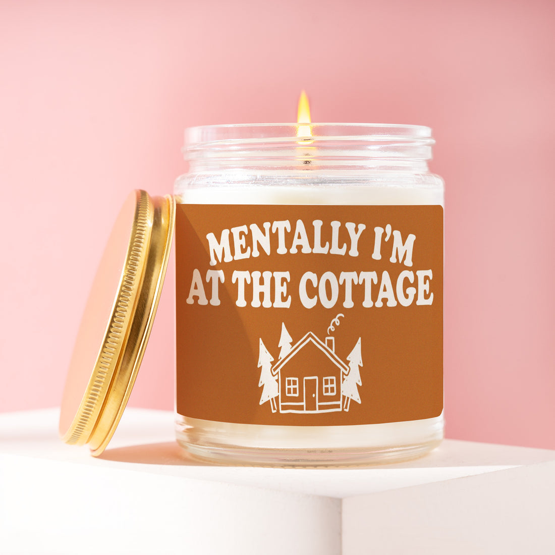 Mentally I'm at the Cottage Candle, Lake House Gift for Her, Cabin Art Birthday Present for Bestie, Caramel Escape R185