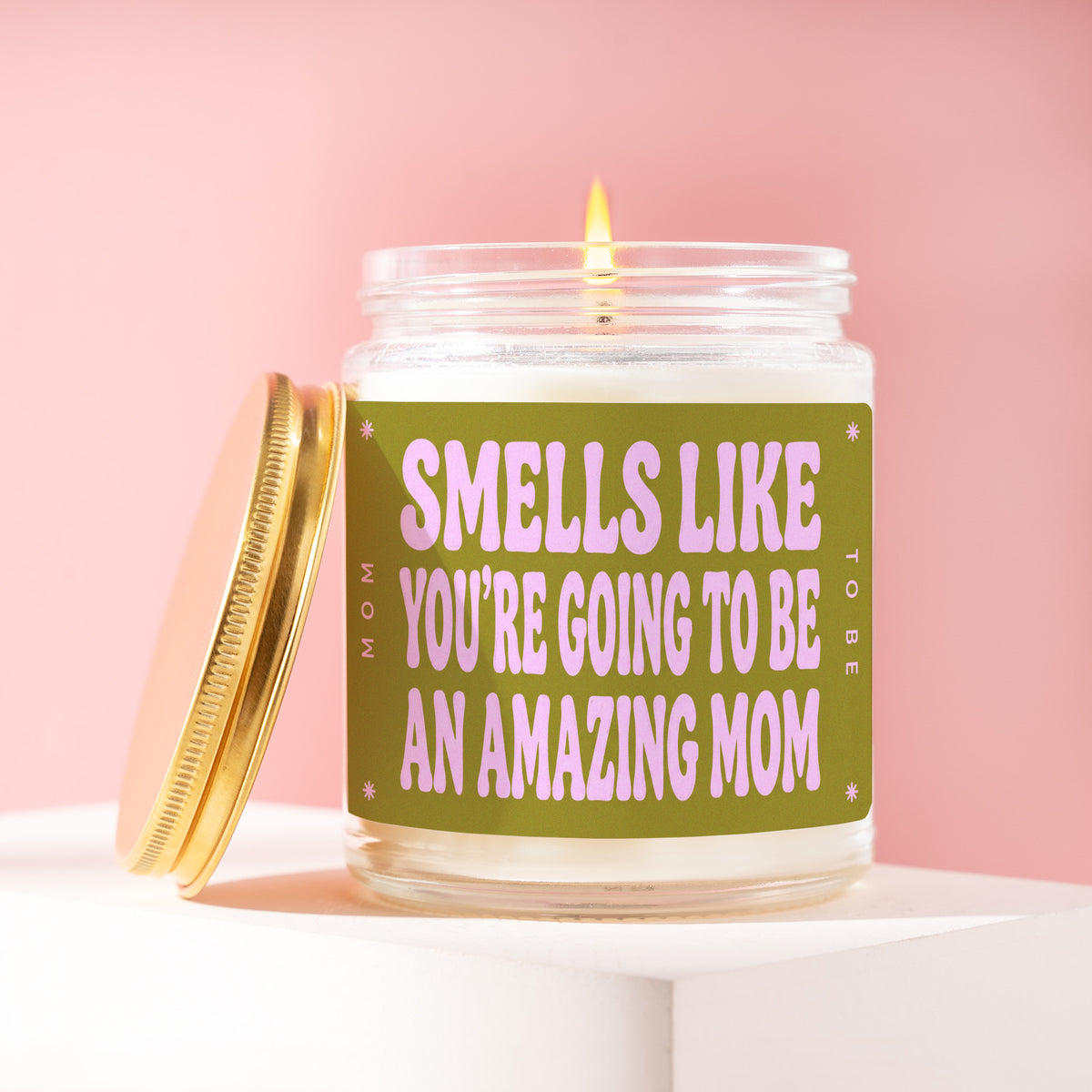 Smells Like You're Going To Be An Amazing Mom 9 oz soy candle with a brushed gold lid by James Wax