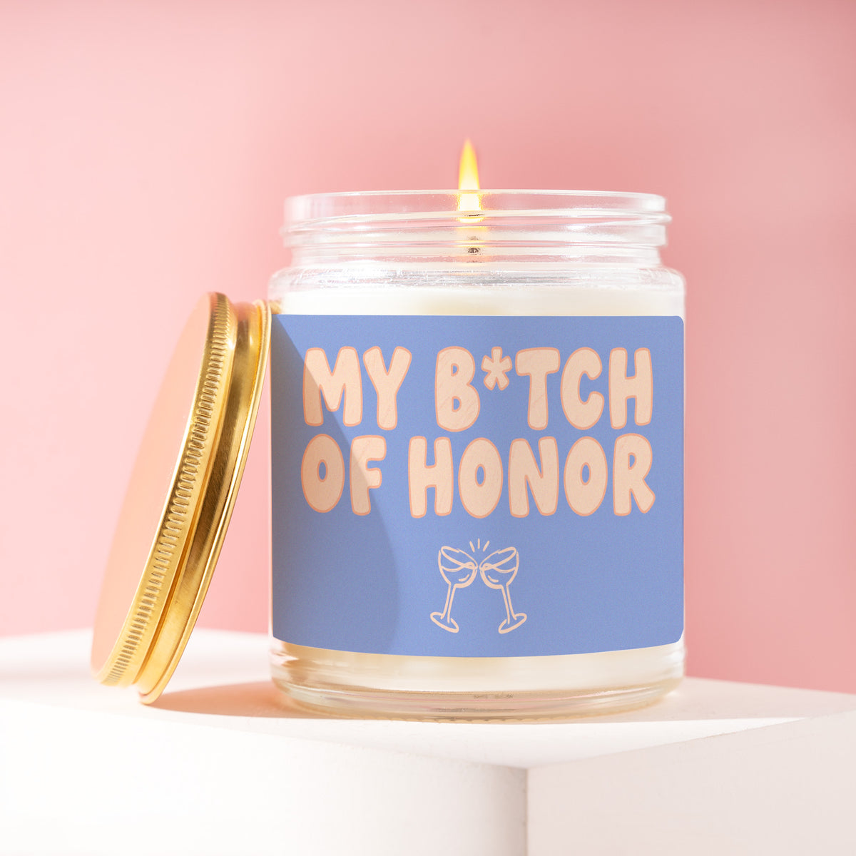 My B*tch Of Honor 9 oz soy candle with a brushed gold lid by James Wax