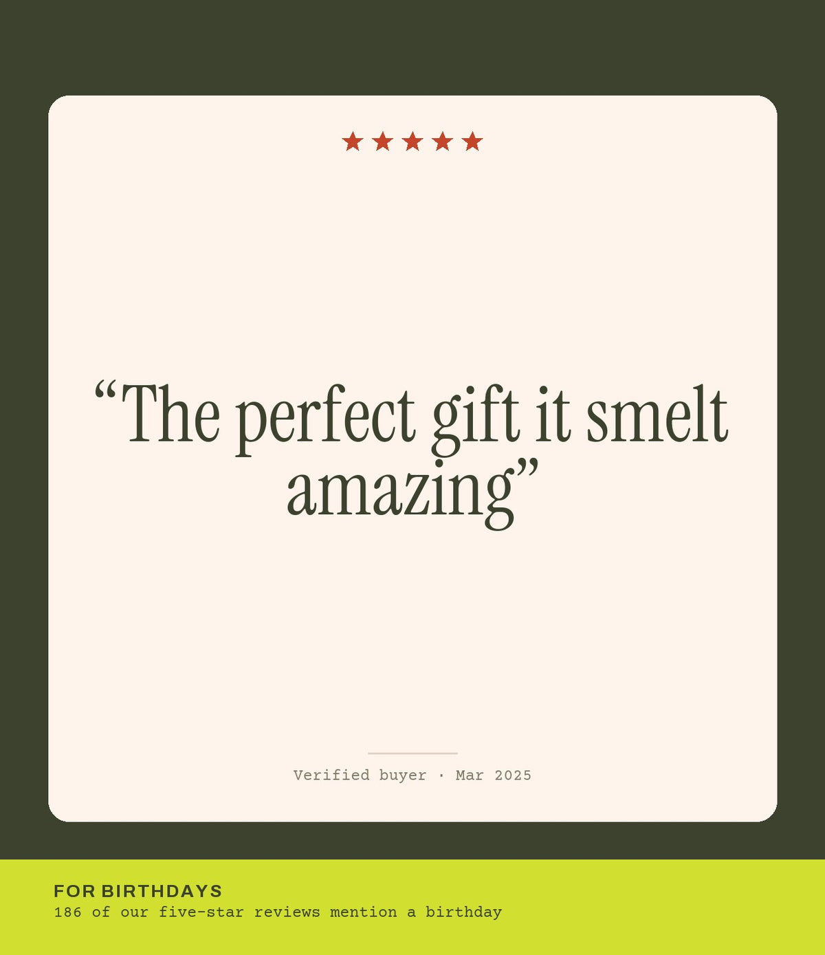 Verified buyer review: The perfect gift it smelt amazing