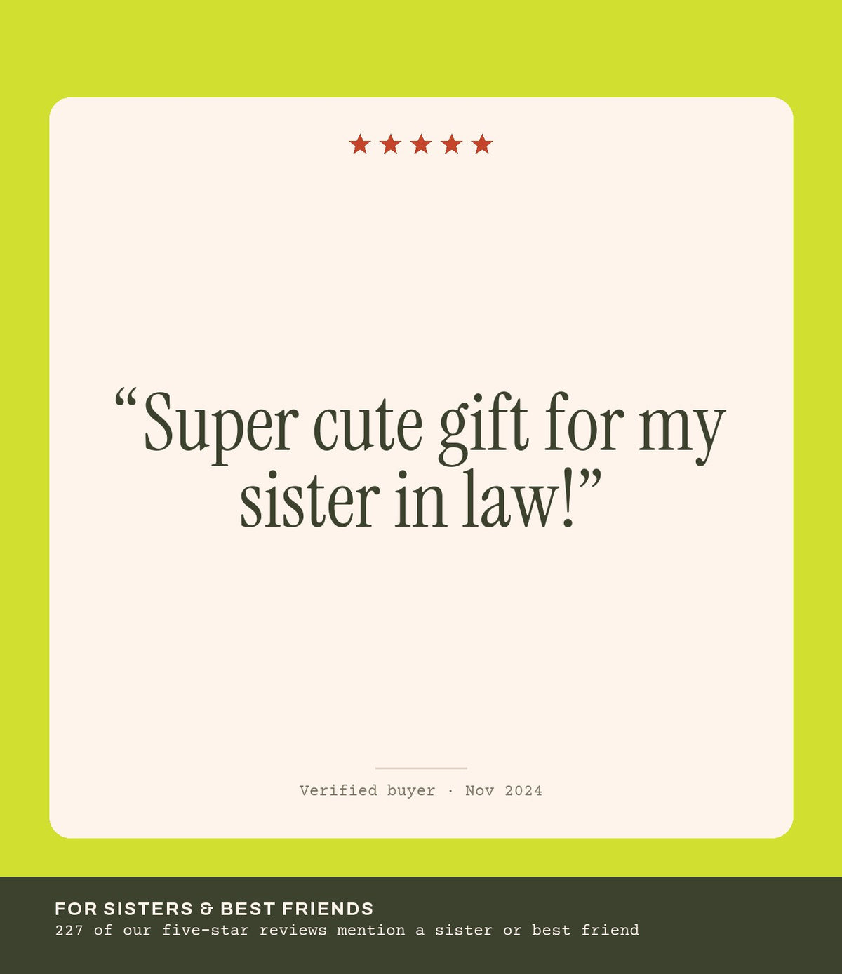 Verified buyer review: Super cute gift for my sister in law!