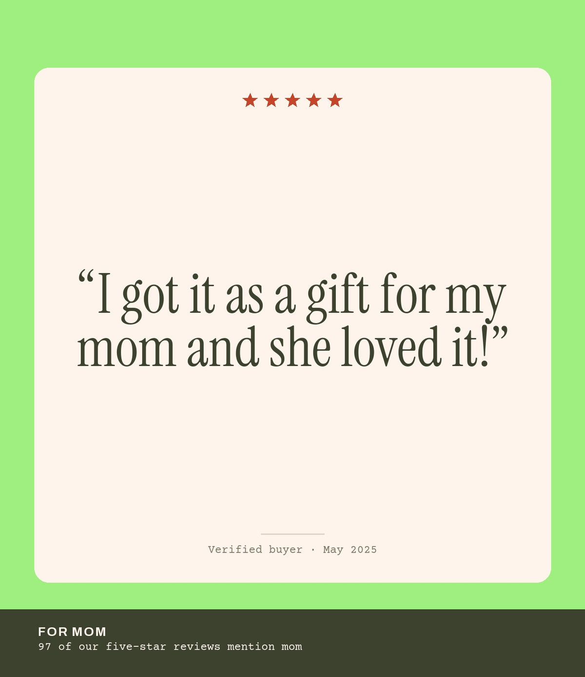 Verified buyer review: I got it as a gift for my mom and she loved it!
