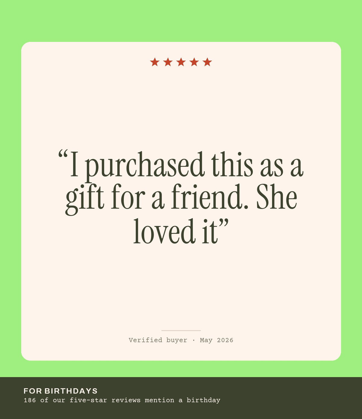 Verified buyer review: I purchased this as a gift for a friend. She loved it