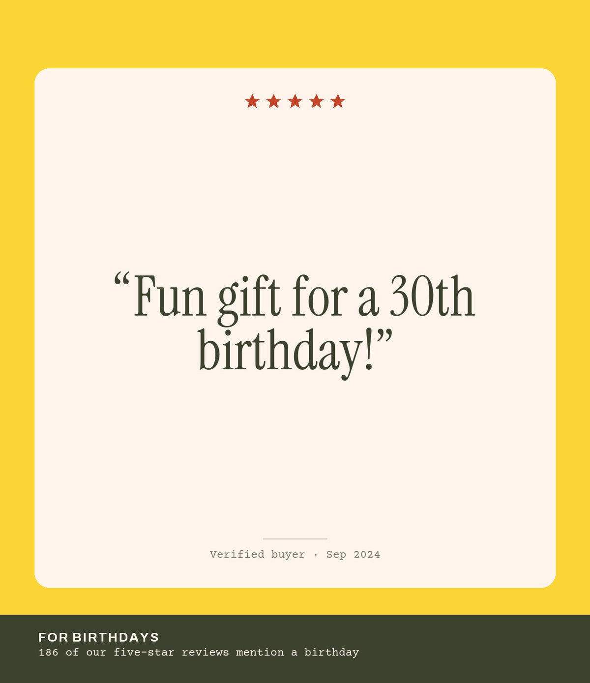 Verified buyer review: Fun gift for a 30th birthday!