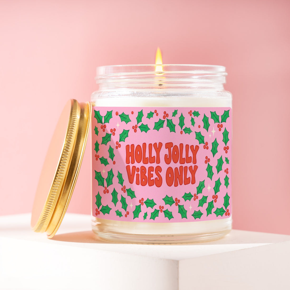 Christmas Candle, Christmas Gift for Her, Holly Jolly Vibes Only, Stocking Stuffer, Secret Santa Gift, Holiday Decor, Holiday Gift R115