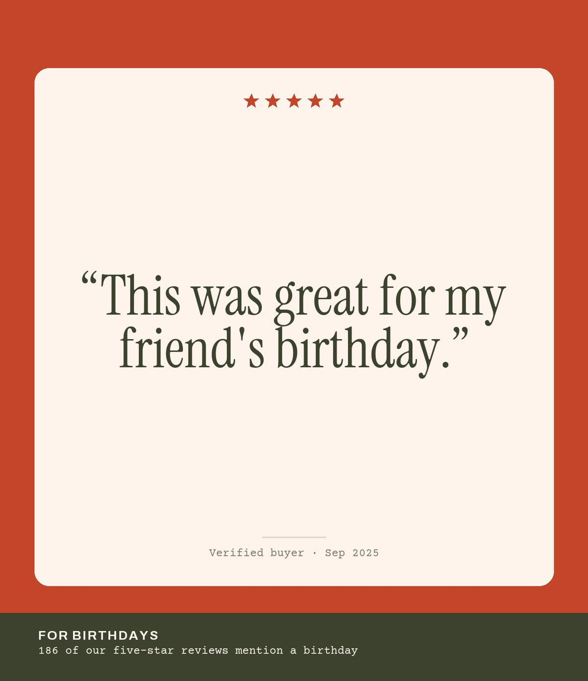 Verified buyer review: This was great for my friend's birthday.