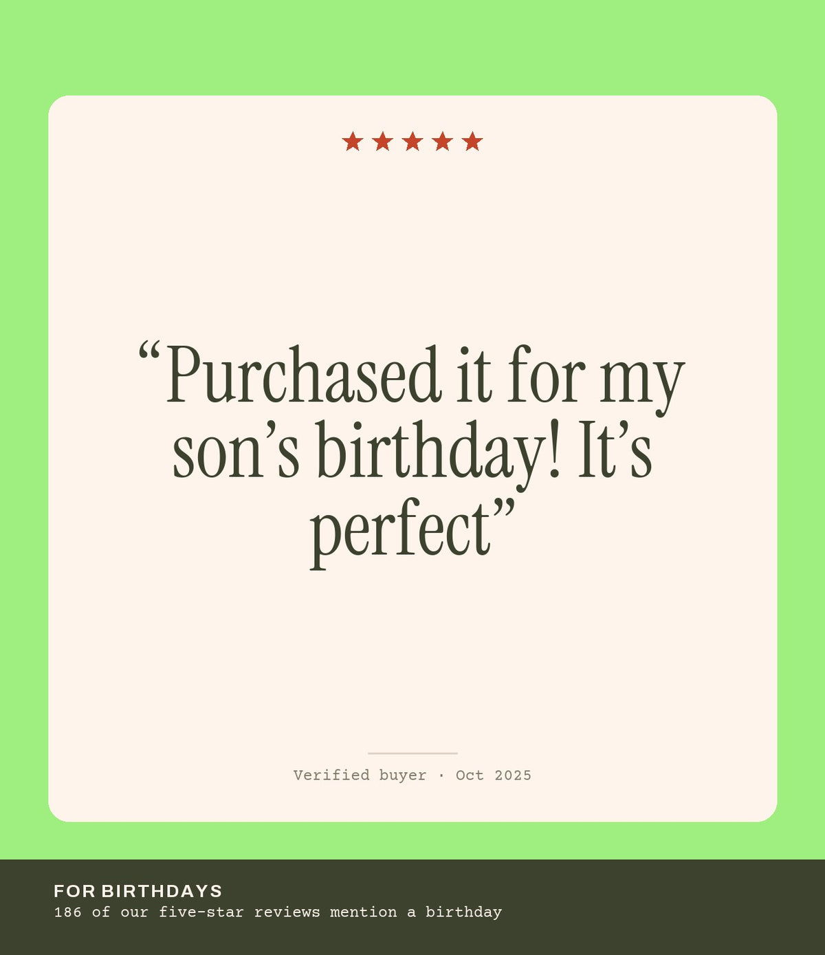 Verified buyer review: Purchased it for my son’s birthday! It’s perfect