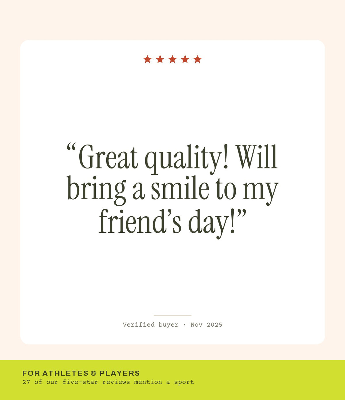 Verified buyer review: Great quality! Will bring a smile to my friend’s day!