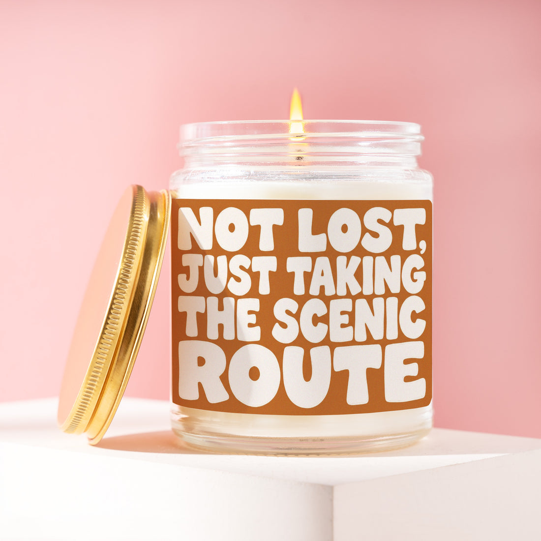 Not Lost Just Taking the Scenic Route Candle, Travel Gift for Her, Caramel Retro Birthday Present, Road Trip Camping R199