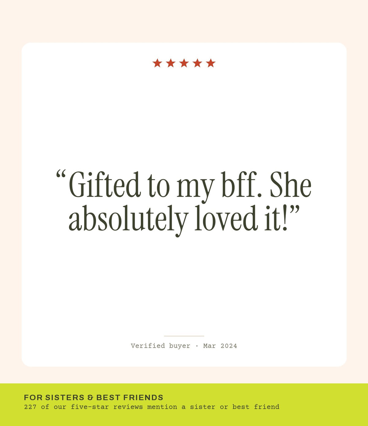 Verified buyer review: Gifted to my bff. She absolutely loved it!
