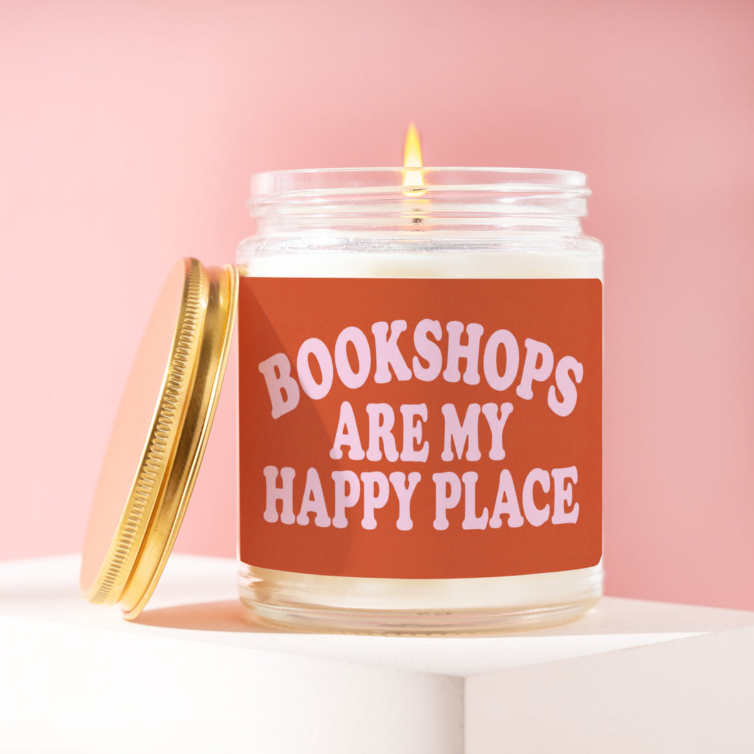 Bookshops Are My Happy Place Candle, Reader Gift for Her, Terracotta Retro Birthday Present, Indie Bookstore Bestie R065