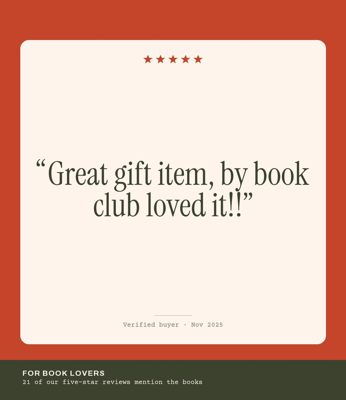 Verified buyer review: Great gift item, by book club loved it!!