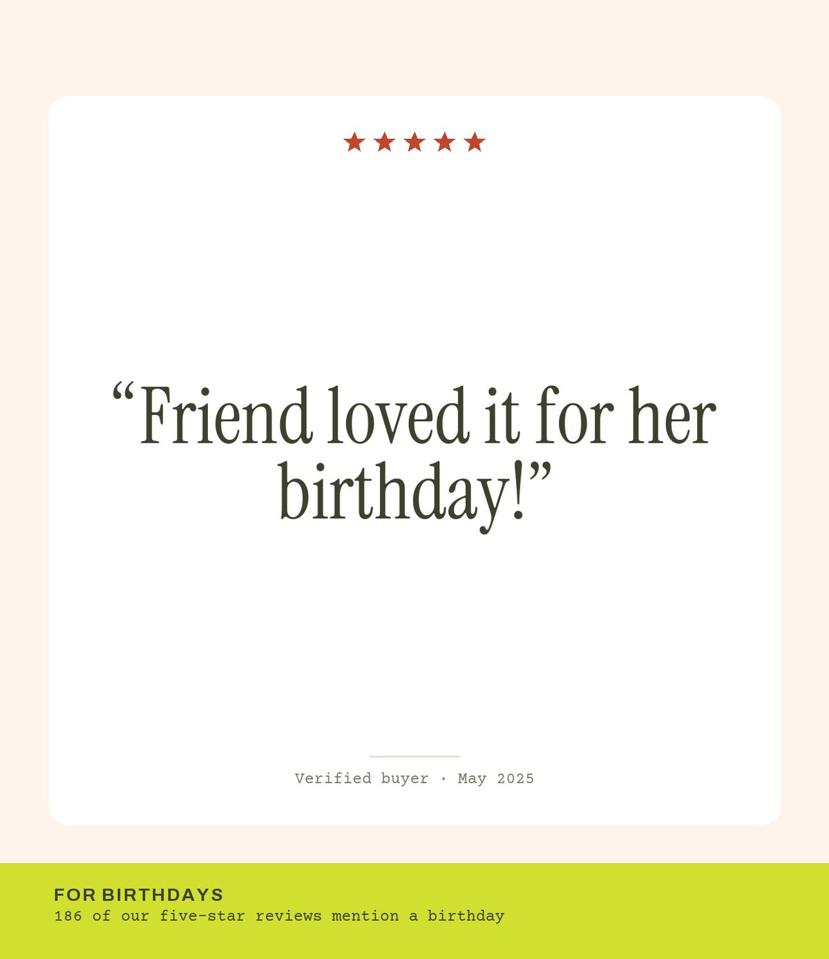 Verified buyer review: Friend loved it for her birthday!