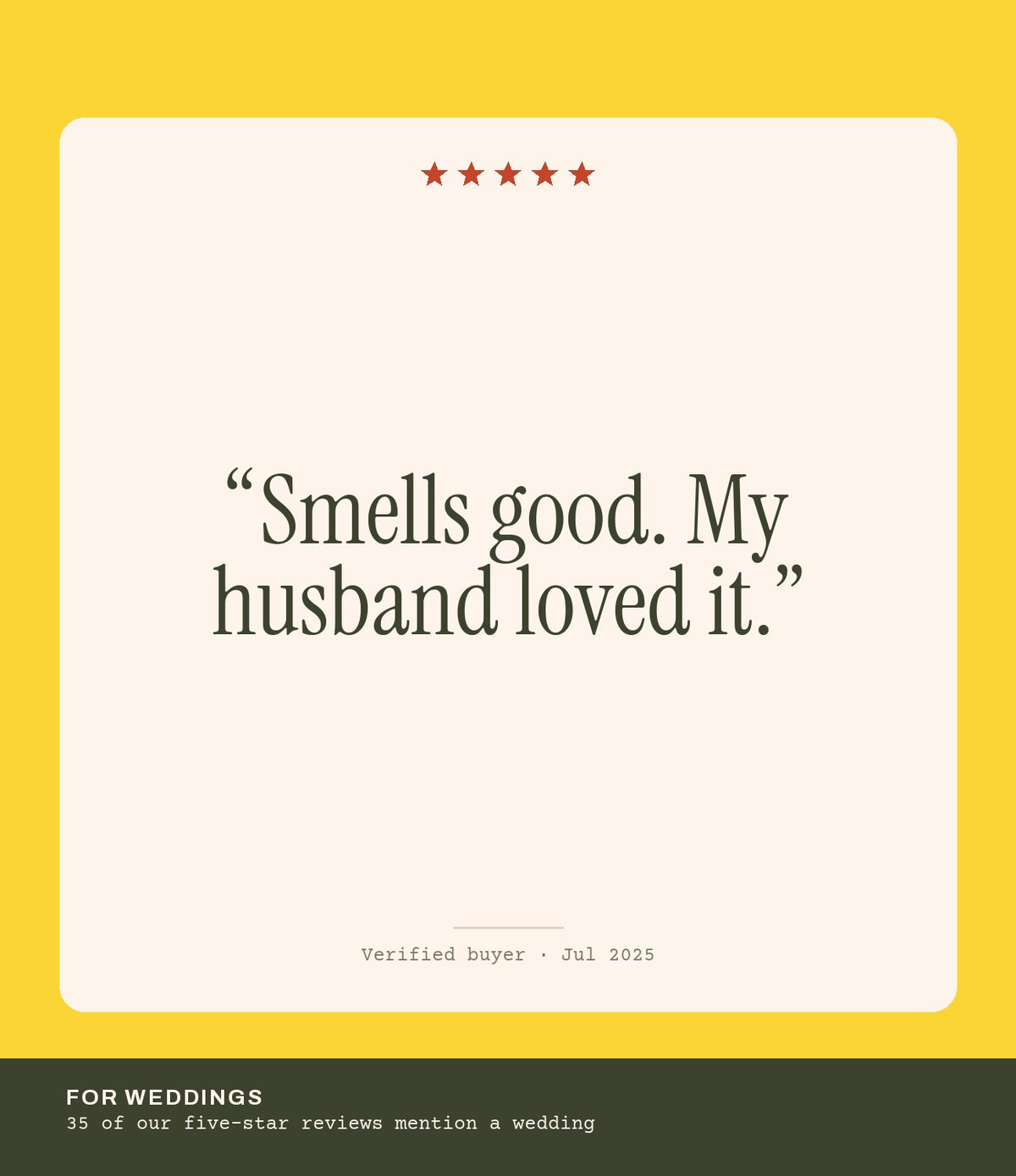 Verified buyer review: Smells good. My husband loved it.