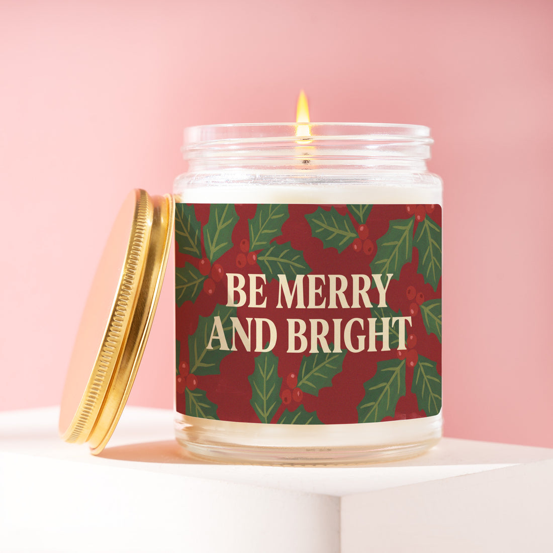 Holly Berry Christmas Candle, Be Merry and Bright Gift for Her, Gift for Aunt, Secret Santa, Hostess Gift R535