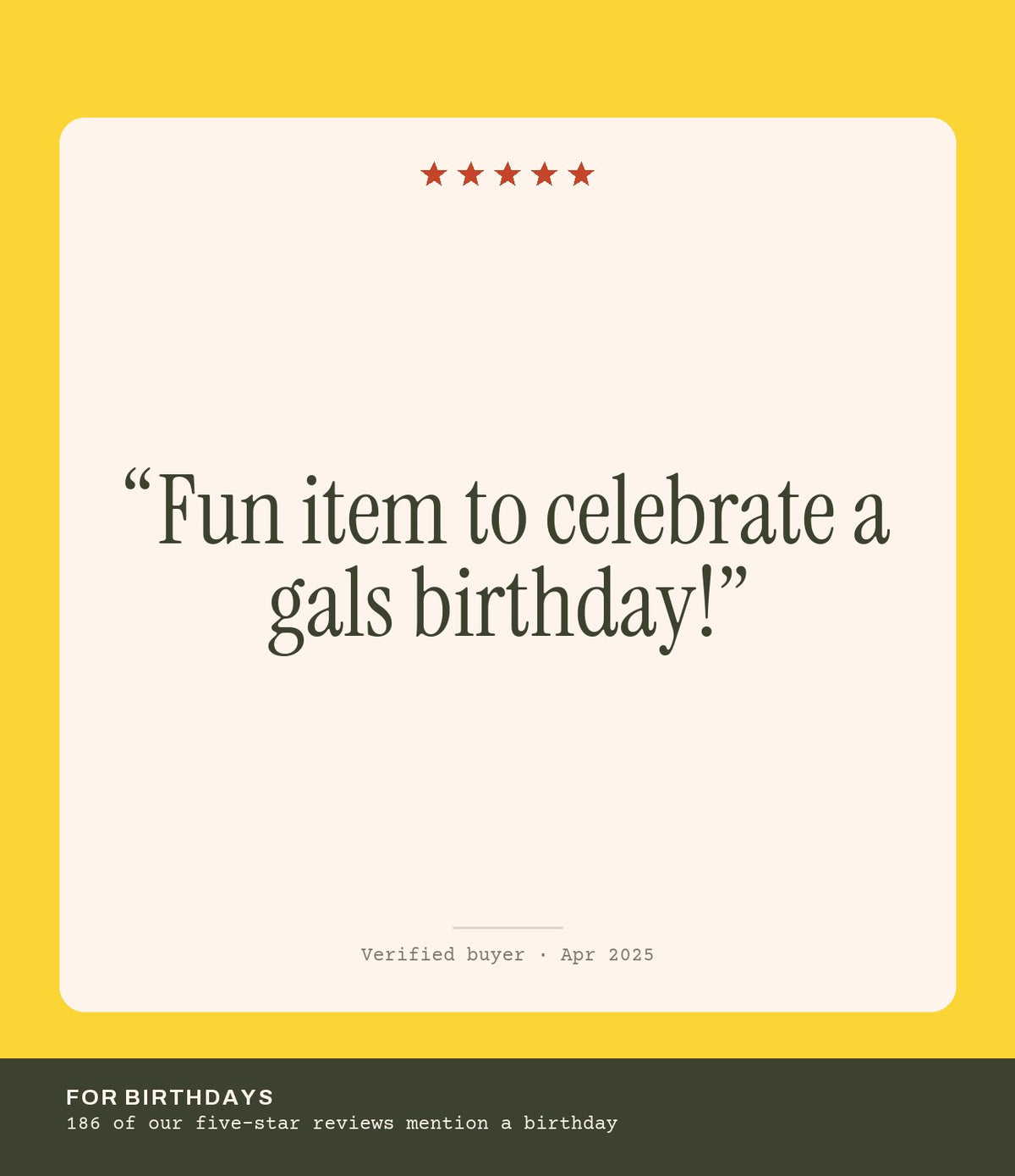 Verified buyer review: Fun item to celebrate a gals birthday!