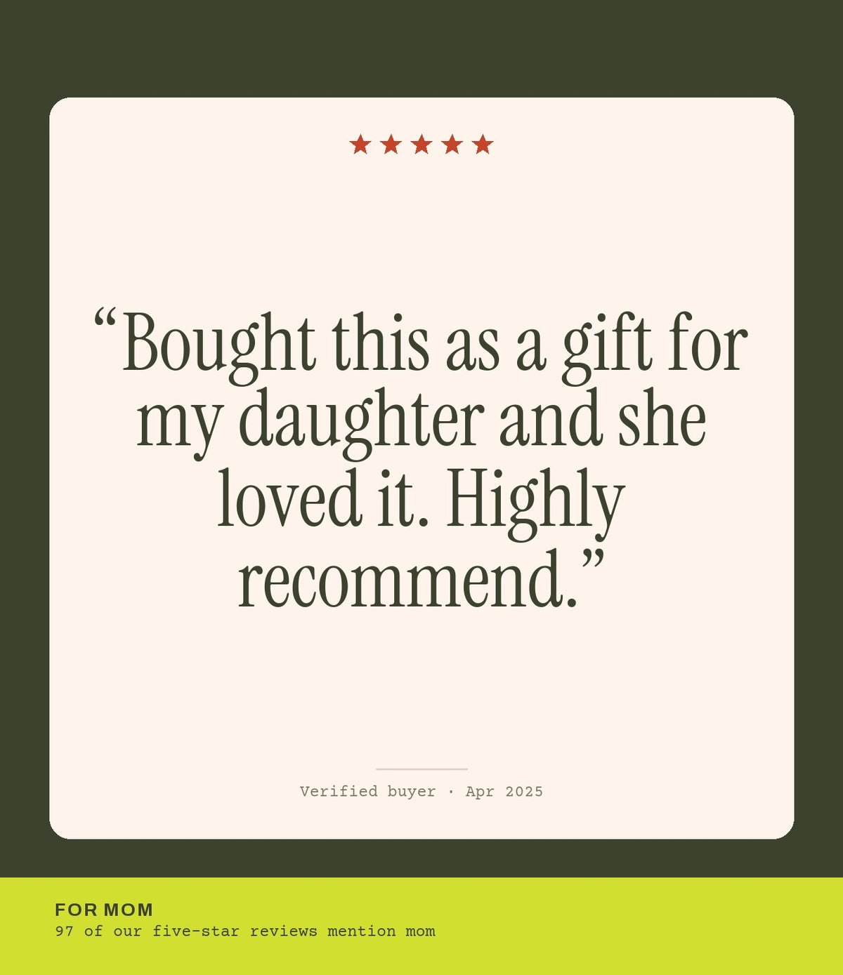 Verified buyer review: Bought this as a gift for my daughter and she loved it. Highly recommend.