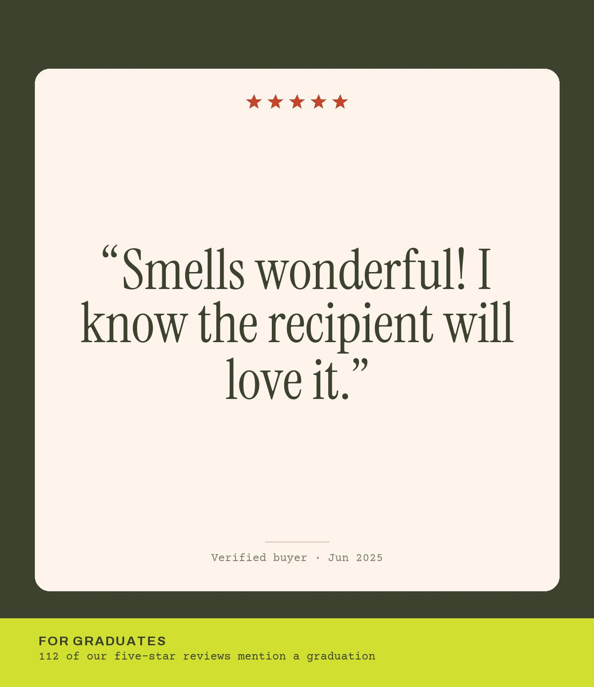Verified buyer review: Smells wonderful! I know the recipient will love it.