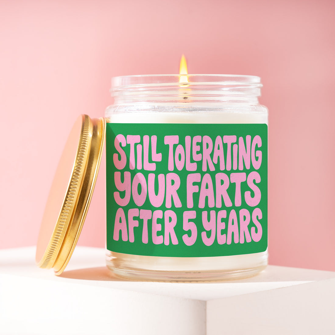 Funny 5th Anniversary Gift for Boyfriend, Still Tolerating Your Farts After 5 Years Candle, Dating Milestone Present for Him R408
