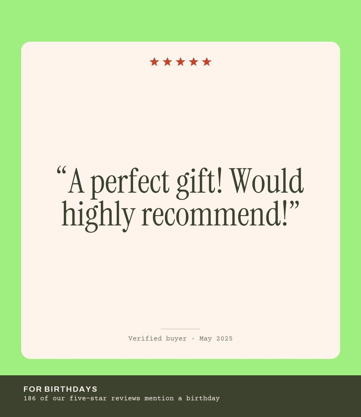 Verified buyer review: A perfect gift! Would highly recommend!