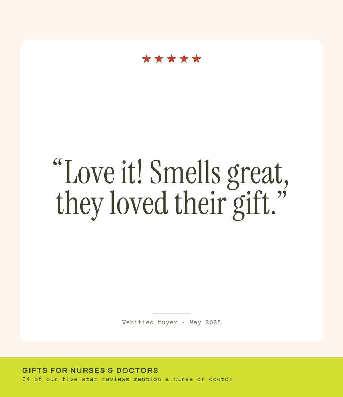 Verified buyer review: Love it! Smells great, they loved their gift.