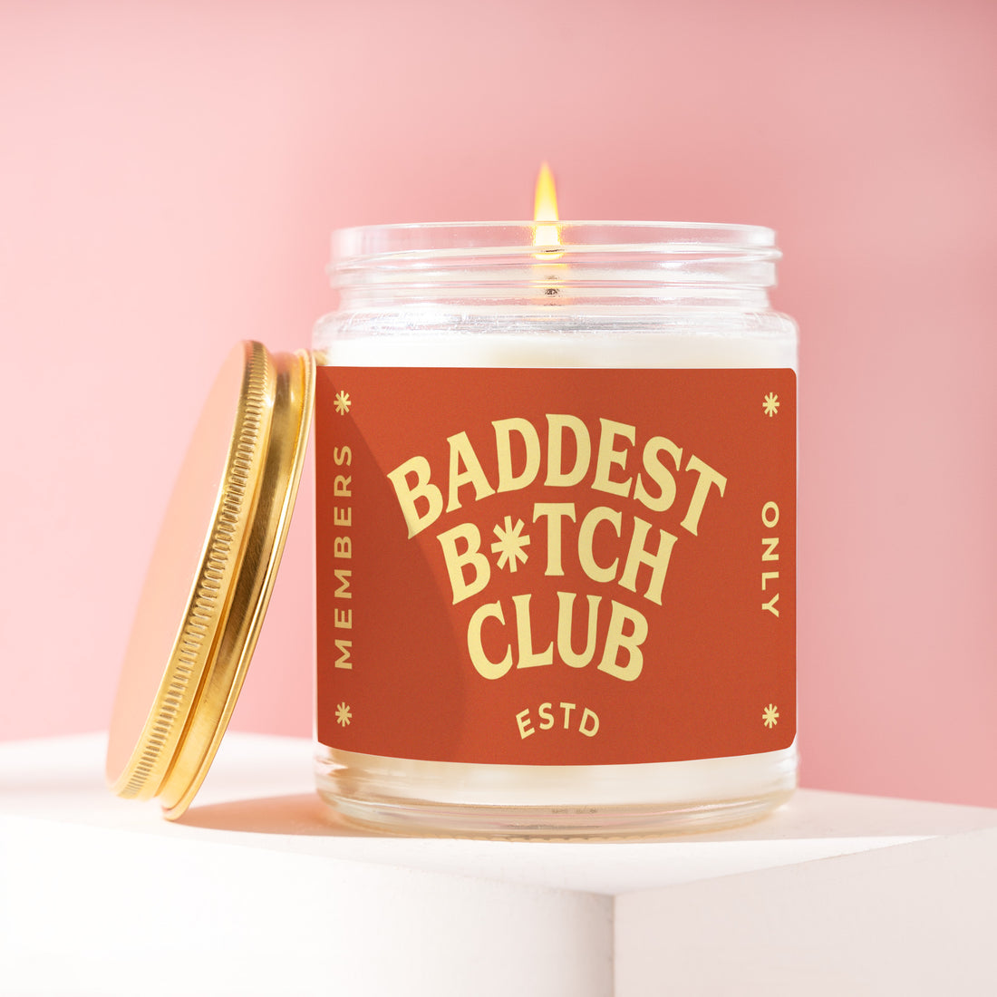 Baddest Bitch Club Candle, Funny Gift for Her, Western Retro Birthday Present for Bestie, Sister, Galentines Party Idea R041