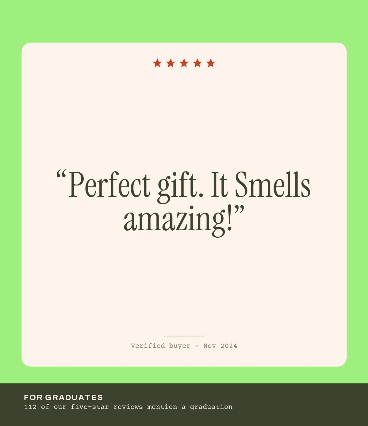 Verified buyer review: Perfect gift. It Smells amazing!