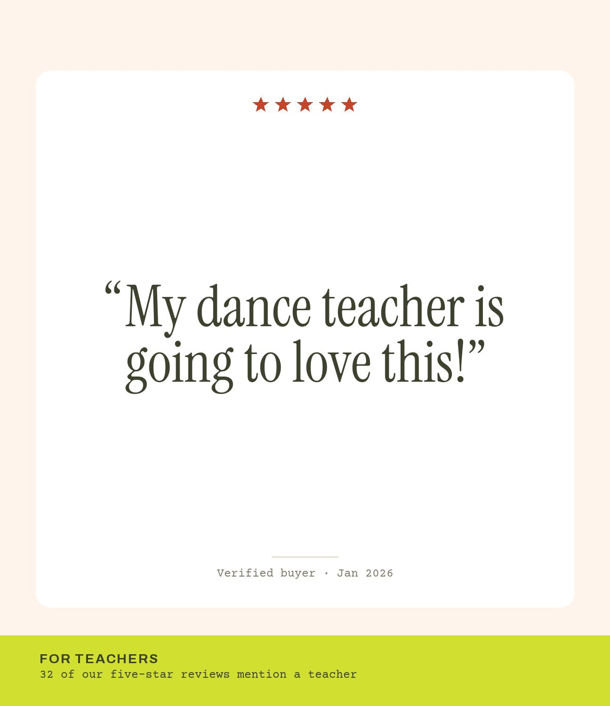 Verified buyer review: My dance teacher is going to love this!