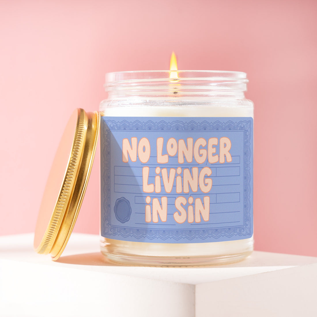 Funny Wedding Gift for Couple, No Longer Living in Sin Candle, Newlywed Present for Bride and Groom, Just Married, Mr and Mrs Gift R397