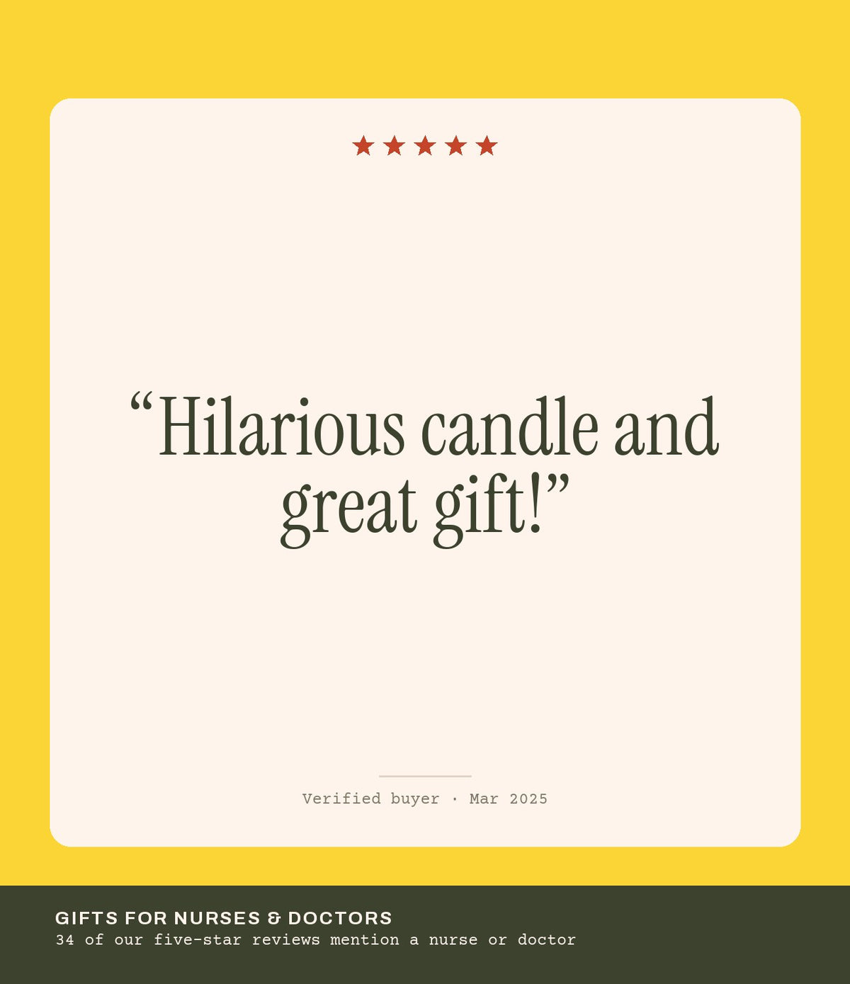 Verified buyer review: Hilarious candle and great gift!