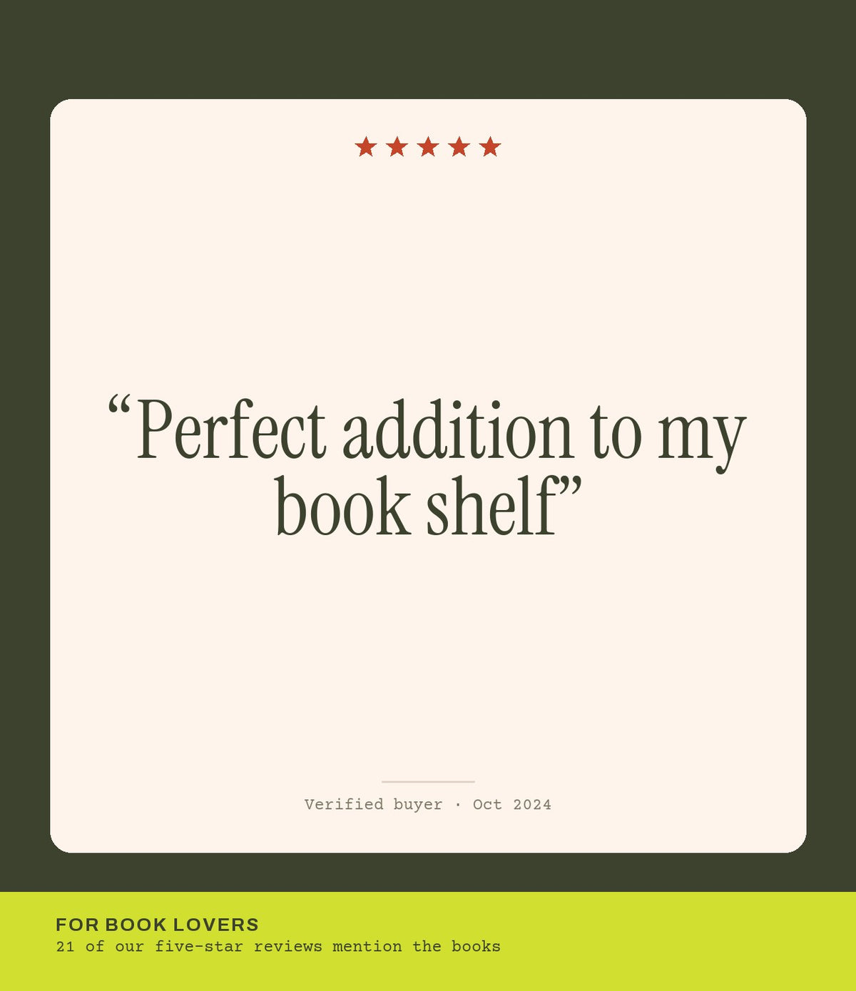 Verified buyer review: Perfect addition to my book shelf