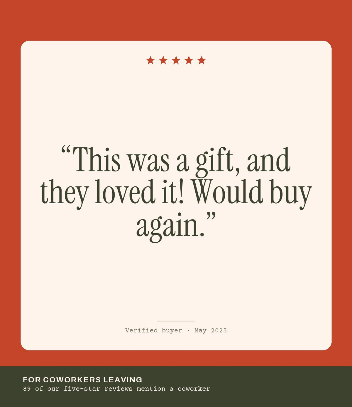 Verified buyer review: This was a gift, and they loved it! Would buy again.