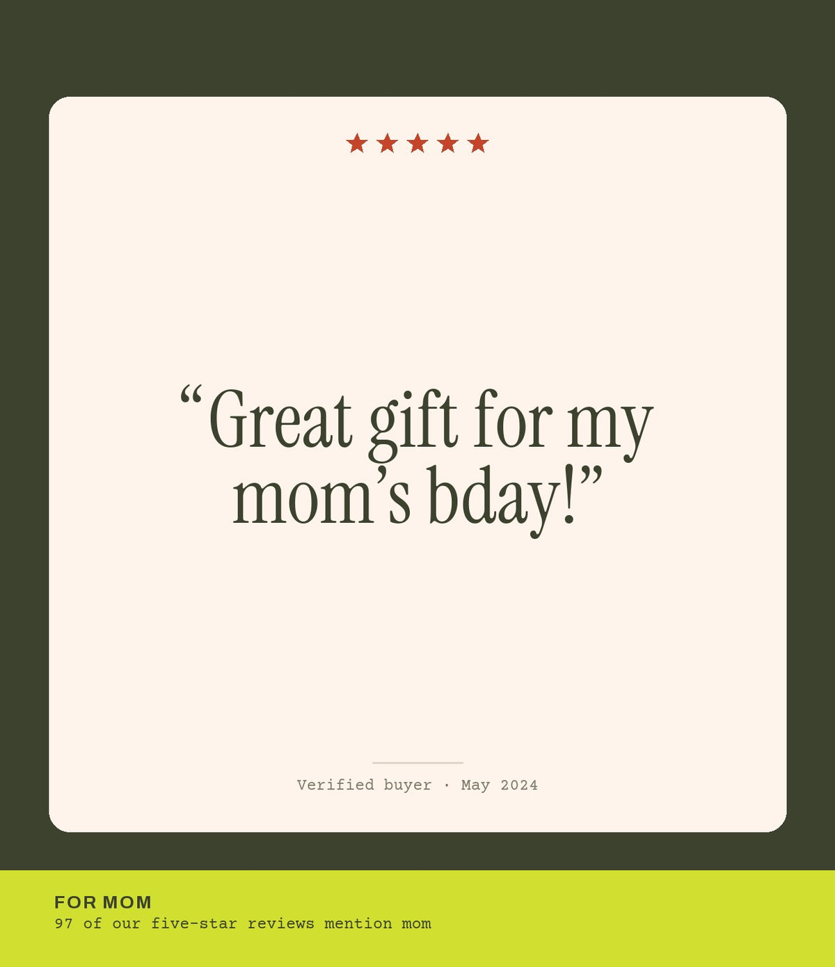 Verified buyer review: Great gift for my mom’s bday!