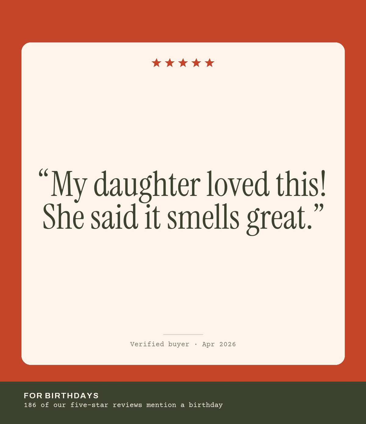 Verified buyer review: My daughter loved this! She said it smells great.