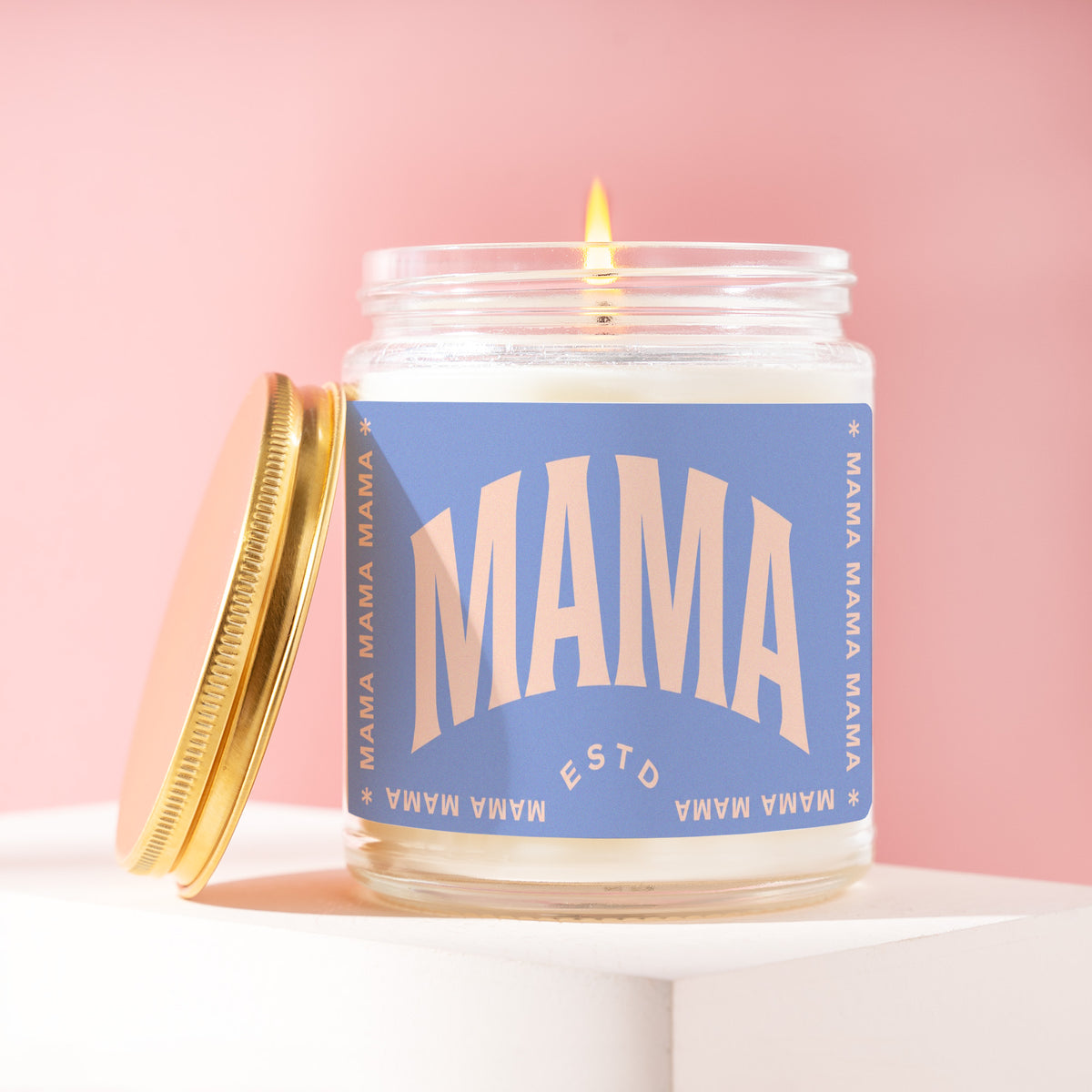 Mama 9 oz soy candle with a brushed gold lid by James Wax