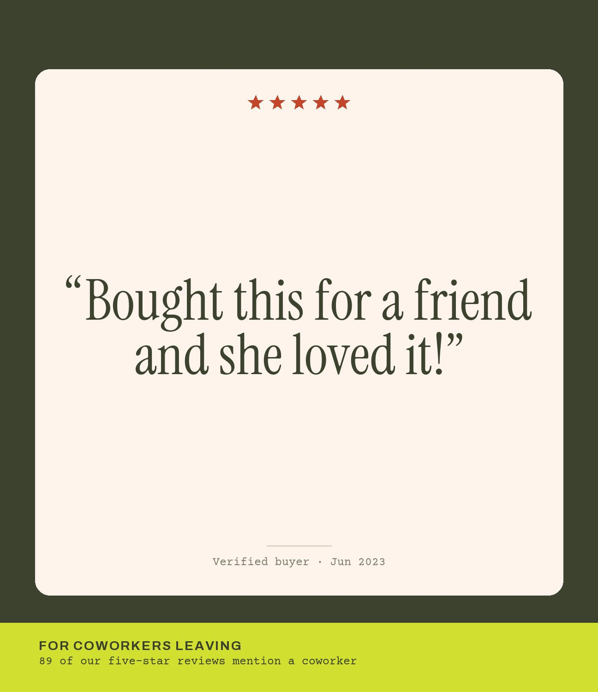 Verified buyer review: Bought this for a friend and she loved it!