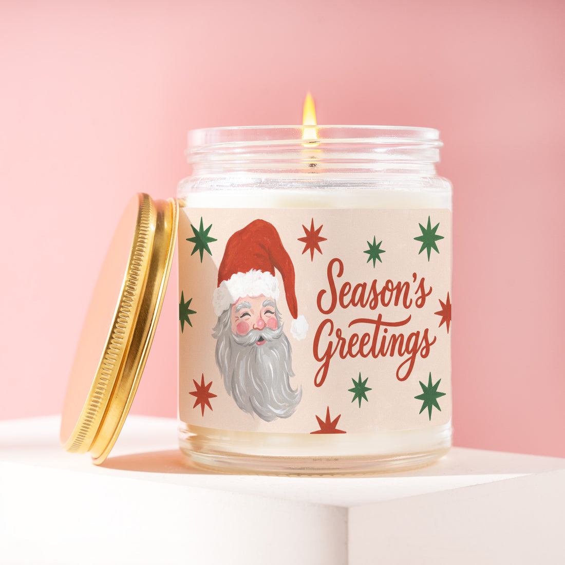 Vintage Santa Candle, Greetings from Santa Gift for Her, Season's Greetings, Secret Santa, Stocking Stuffer R527