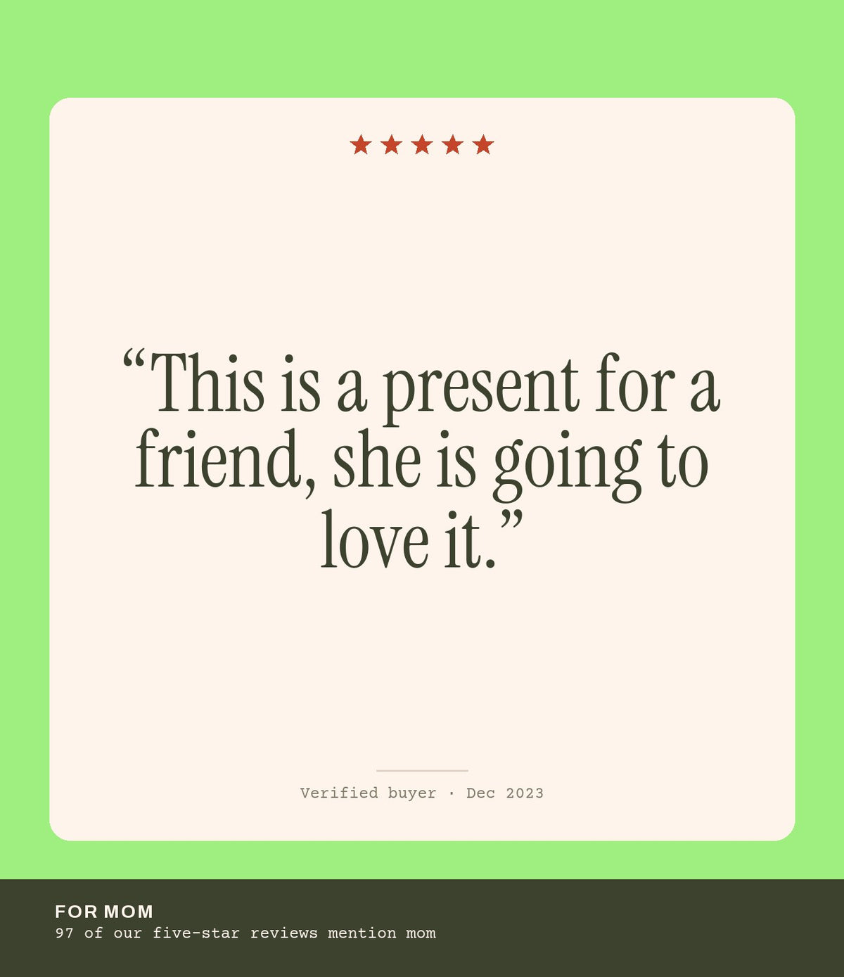 Verified buyer review: This is a present for a friend, she is going to love it.
