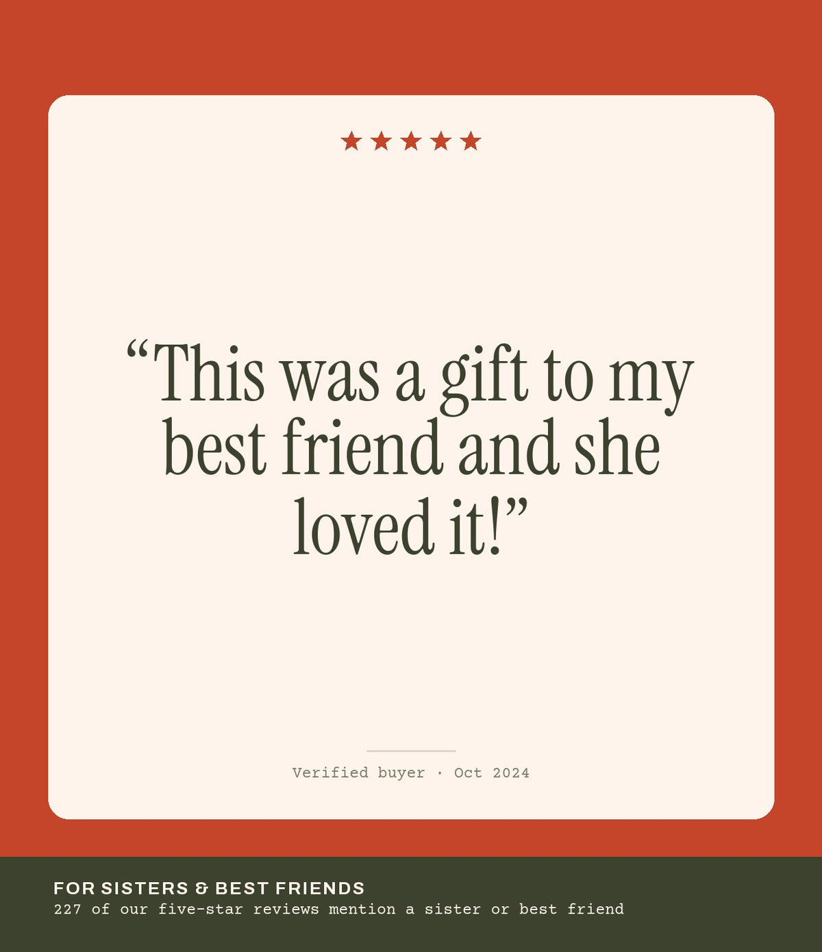 Verified buyer review: This was a gift to my best friend and she loved it!