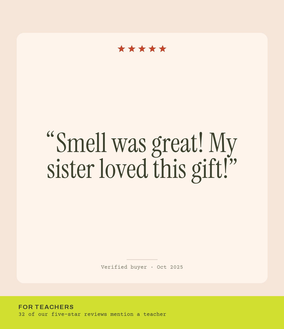 Verified buyer review: Smell was great! My sister loved this gift!