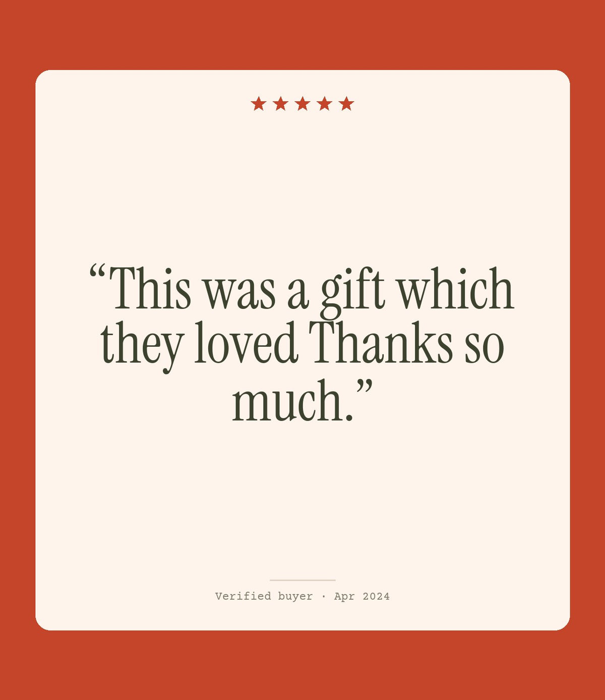 Verified buyer review: This was a gift which they loved Thanks so much.