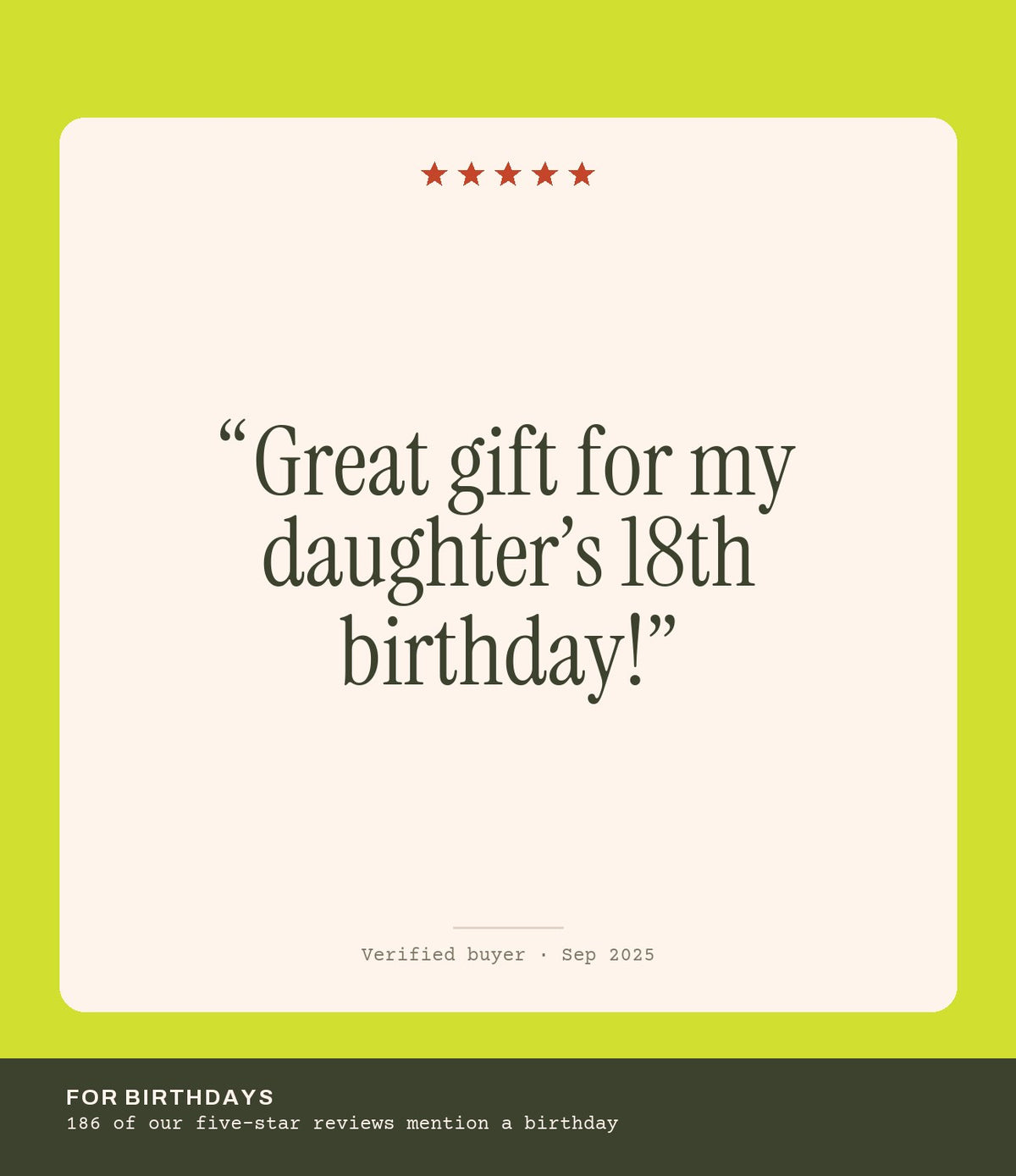 Verified buyer review: Great gift for my daughter’s 18th birthday!